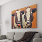Couple Bull Portrait Oil Painting Vintage, Canvas Prints Wall Art Decor - Painting Canvas,Art Prints