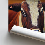 Couple Bull Portrait Oil Painting Vintage, Poster Art, Poster Print Wall Art Decor