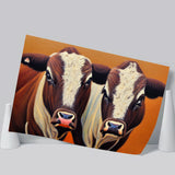 Couple Bull Portrait Oil Painting Vintage, Poster Art, Poster Print Wall Art Decor