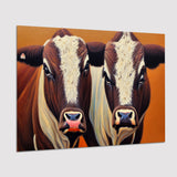 Couple Bull Portrait Oil Painting Vintage, Poster Art, Poster Print Wall Art Decor