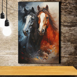 Couple Horse Portrait Oil Painting V6 Canvas Prints Wall Art Home Decor, Painting Canvas, Living Room Wall Decor