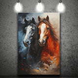 Couple Horse Portrait Oil Painting V6 Canvas Prints Wall Art Home Decor, Painting Canvas, Living Room Wall Decor