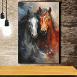 Couple Love Horse Portrait Oil Painting Canvas Prints Wall Art Home Decor, Painting Canvas, Living Room Wall Decor