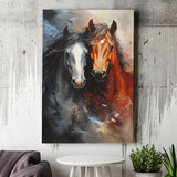 Couple Love Horse Portrait Oil Painting Canvas Prints Wall Art Home Decor, Painting Canvas, Living Room Wall Decor