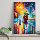 Couple Hugging Under Umbrela Canvas Prints Wall Art Home Decor - Painting Canvas,Art Prints, Ready to hang