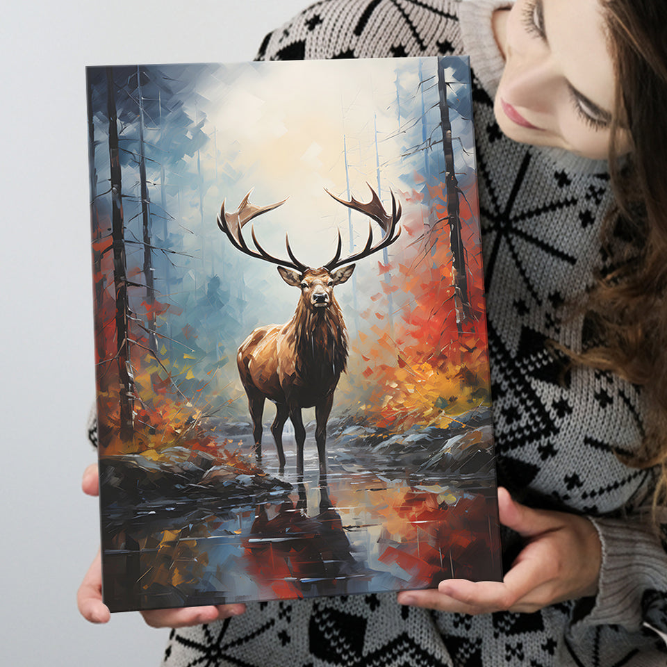 Creative Gallery Prince Of The Forest - Deer Rose 16 X 20 Canvas Wall Art  Print