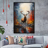 Deer In The Forest Painting V3 Framed Art Prints Wall Decor, Painting Art, Framed Picture