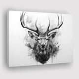 Deer Stag Head Black And White Canvas Prints Wall Art Home Decor, Painting Canvas, Living Room Wall Decor