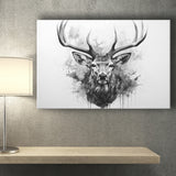 Deer Stag Head Black And White Canvas Prints Wall Art Home Decor, Painting Canvas, Living Room Wall Decor