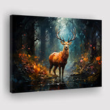 Deer Stag Head Oil Painting In The Forest V2 Canvas Prints Wall Art Home Decor, Painting Canvas, Living Room Wall Decor