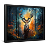 Deer Stag Head Oil Painting In The Forest V4 Framed Art Prints Wall Decor, Painting Art, Framed Picture