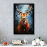 Deer Stag Head Portrait Painting V1 Framed Canvas Prints Wall Art Home Decor, Painting Canvas, Floating Frame