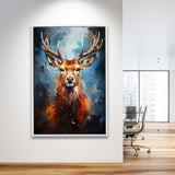 Deer Stag Head Portrait Painting V1 Framed Canvas Prints Wall Art Home Decor, Painting Canvas, Floating Frame