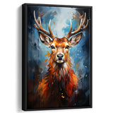 Deer Stag Head Portrait Painting V1 Framed Canvas Prints Wall Art Home Decor, Painting Canvas, Floating Frame