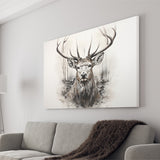 Deer Stag Head Sketch Pencil Draw Grey Background V1 Canvas Prints Wall Art Home Decor, Painting Canvas, Wall Decor