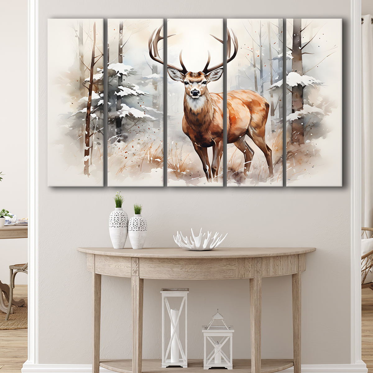 Deer Watercolor Painting Stag Elk Patronus Nursery Wall Art Decor