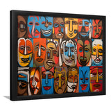 Diffirent Mask Native American Abstract Faces Painting V1 Framed Art Prints Wall Decor, Painting Art, Framed Picture