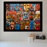 Diffirent Mask Native American Abstract Faces Painting V1 Framed Art Prints Wall Decor, Painting Art, Framed Picture