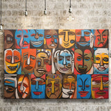 Diffirent Mask Native American Abstract Faces Painting V1 Canvas Prints Wall Art Home Decor, Painting Canvas,Wall Decor