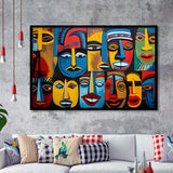 Diffirent Mask Native American Abstract Faces Painting Framed Art Prints Wall Decor, Painting Art, Framed Picture