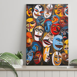Diffirent Masks Native American Abstract Art Painting Canvas Prints Wall Art Home Decor, Painting Canvas Wall Decor