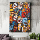 Diffirent Masks Native American Abstract Art Painting Canvas Prints Wall Art Home Decor, Painting Canvas Wall Decor