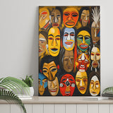 Diffirent Masks Native American Abstract V3 Canvas Prints Wall Art Home Decor, Painting Canvas, Living Room Wall Decor