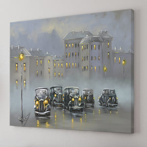Landscape Cars Old City At Night Canvas Wall Art - Canvas Prints, Prints For Sale, Painting Canvas,Canvas On Sale