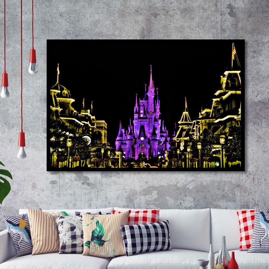 Disney Castle At Night Framed Art Prints Wall Decor - Painting Prints,Wall Art, Framed Picture,For Sale