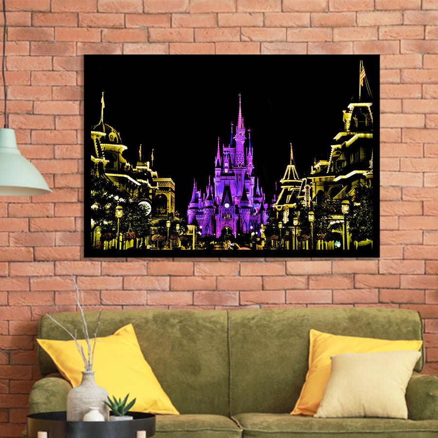 Disney Castle At Night Framed Art Prints Wall Decor - Painting Prints,Wall Art, Framed Picture,For Sale