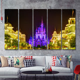 Disney World Cinderella Castle V2 5 Pieces B Canvas Prints Wall Art - Painting Canvas,Wall Decor, Multi Panel,5 Panels