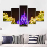 Disney World Cinderella Castle V2 5 Pieces Canvas Prints Wall Art - Painting Canvas,Wall Decor, Multi Panel,5 Panels