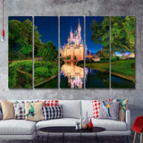 Disney World Cinderella Castle V3 5 Pieces B Canvas Prints Wall Art - Painting Canvas,Wall Decor, Multi Panel,5 Panels