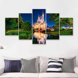 Disney World Cinderella Castle V3 5 Pieces Canvas Prints Wall Art - Painting Canvas,Wall Decor, Multi Panel,5 Panels