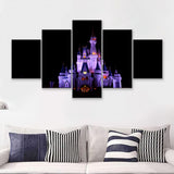 Disney World Cinderella Castle At Night 5 Pieces Canvas Prints Wall Art - Painting Canvas,Wall Decor, Multi Panel,5 Panels