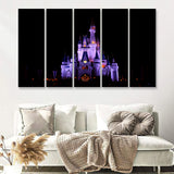 Disney World Cinderella Castle At Night 5 Pieces B Canvas Prints Wall Art - Painting Canvas,Wall Decor, Multi Panel,5 Panels