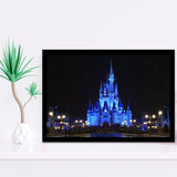 Disney World Cinderella Castle Blue At Night Framed Art Prints Wall Decor - Painting Prints,Wall Art, Framed Picture,For Sale