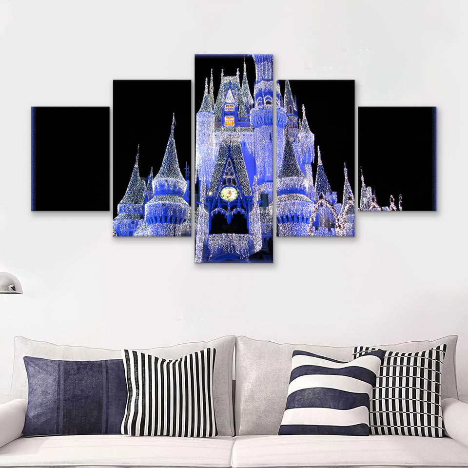 Disney World Cinderella Castle 5 Pieces Canvas Prints Wall Art - Painting Canvas,Wall Decor, Multi Panel,5 Panels