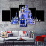 Disney World Cinderella Castle 5 Pieces Canvas Prints Wall Art - Painting Canvas,Wall Decor, Multi Panel,5 Panels