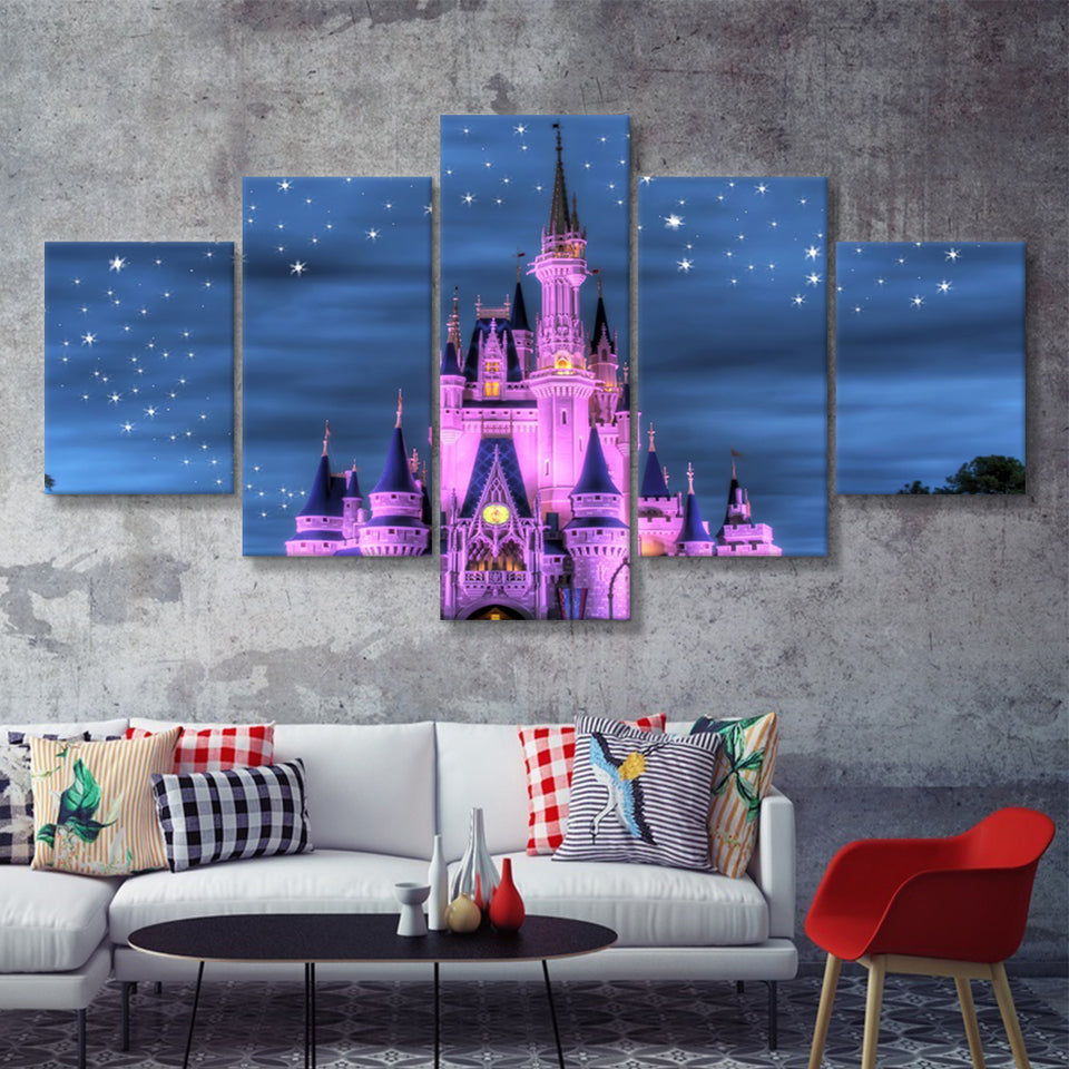 Enchanted Castle 5 Pieces Canvas Prints Wall Art - Painting Canvas,Wall Decor, Multi Panel,5 Panels