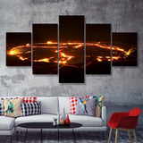 eruption of volcano Erta Ale Ethiopia 5 Pieces Canvas Prints Wall Art - Painting Canvas, Multi Panels, Wall Decor