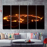 eruption of volcano Erta Ale Ethiopia 5 Pieces Canvas Prints Wall Art - Painting Canvas, Multi Panels, Wall Decor