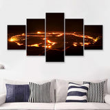 eruption of volcano Erta Ale Ethiopia 5 Pieces Canvas Prints Wall Art - Painting Canvas, Multi Panels, Wall Decor