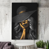 Fantastic Woman Golden Skin In Black Hat Canvas Prints Wall Art Home Decor
