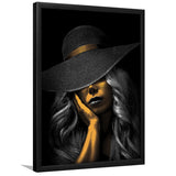 Fantastic Woman Golden Skin In Black Hat Framed Art Print Wall Art Decor,Framed Picture