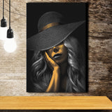 Fantastic Woman Golden Skin In Black Hat Canvas Prints Wall Art Home Decor