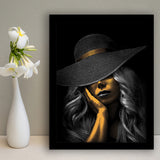 Fantastic Woman Golden Skin In Black Hat Framed Art Print Wall Art Decor,Framed Picture