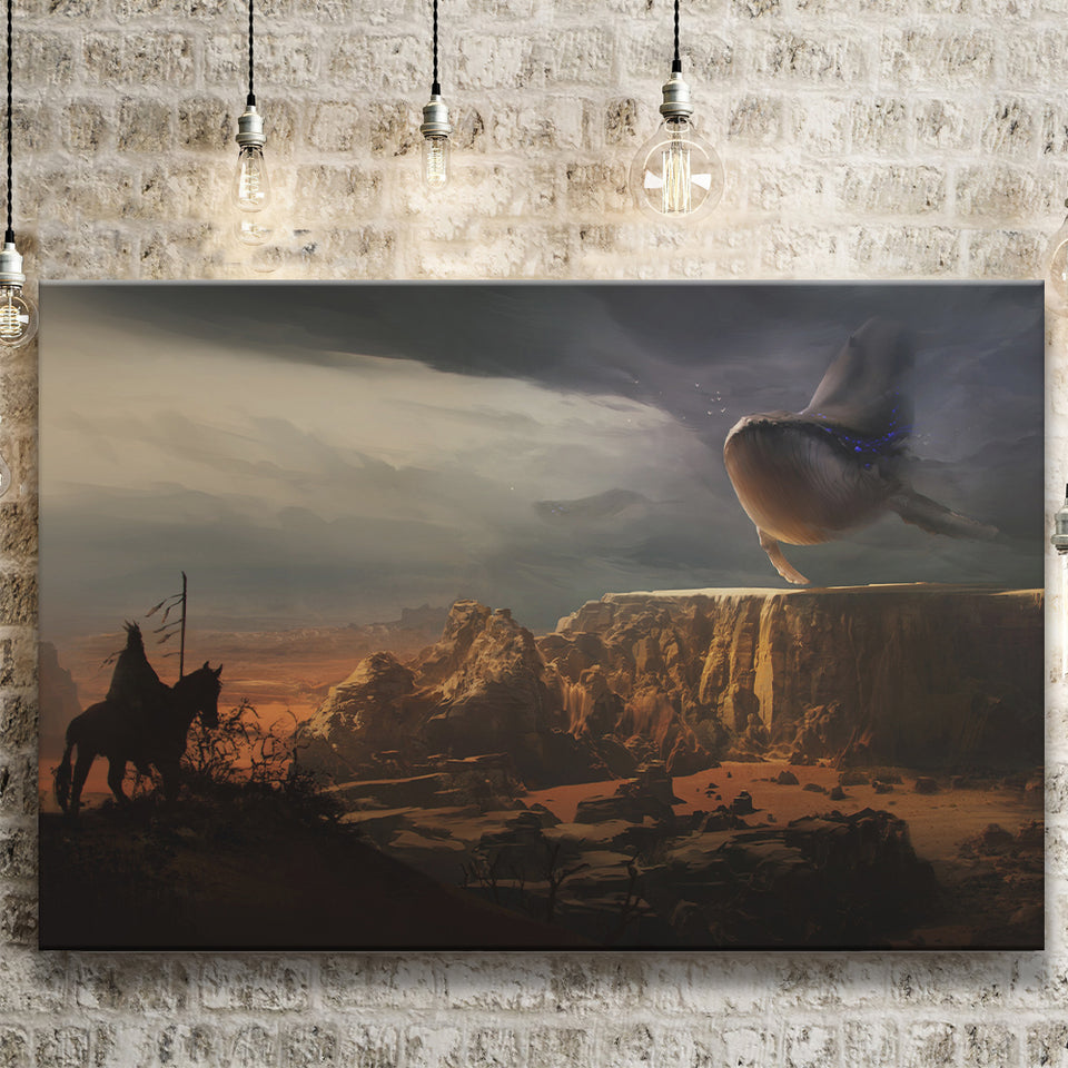 Fantasy Art Desert Whale Native Americans Surreal Canvas Prints Wall Art - Painting Canvas, Painting Prints, Home Wall Decor, For Sale