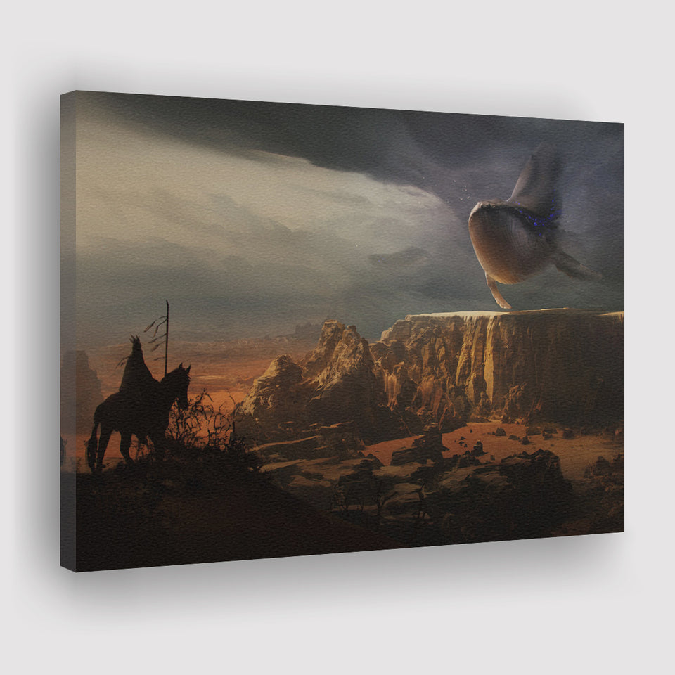 Fantasy Art Desert Whale Native Americans Surreal Canvas Prints Wall Art - Painting Canvas, Painting Prints, Home Wall Decor, For Sale