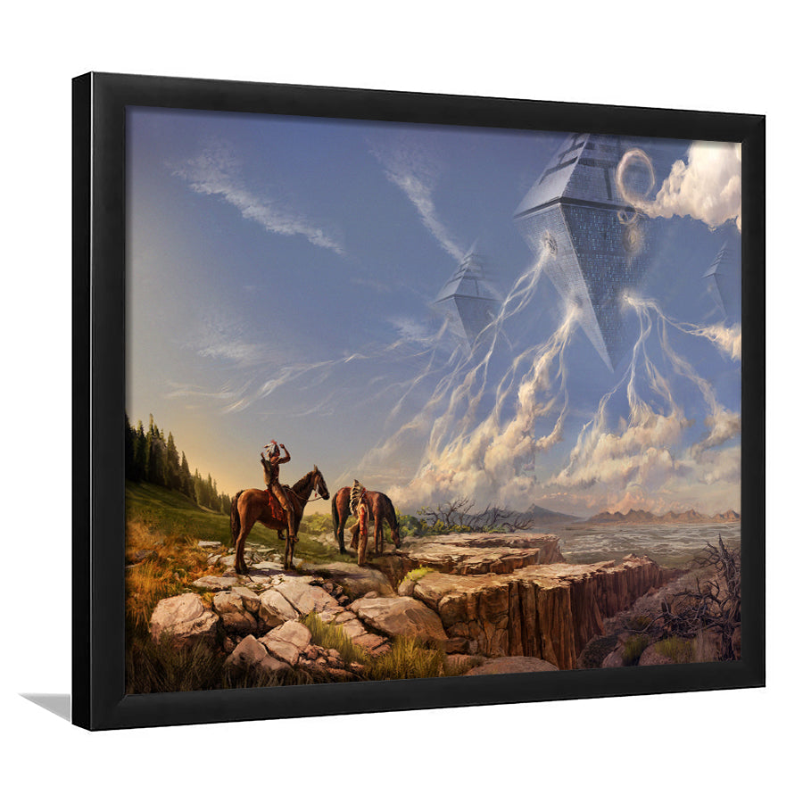Fantasy Art Native Americans Science Fiction Spaceship Framed Art Prints Wall Decor - Painting Prints,Framed Picture, Home Decor, For Sale